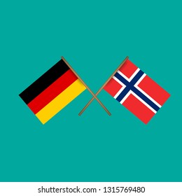 Germany and Norway crossed flags.Language learning or travel concept.