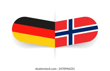 Banderas de Alemania y Noruega. Bandera alemana y noruega, diseño de símbolo nacional. Ilustración vectorial.