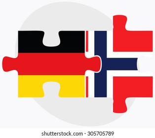 Germany and Norway Flags in puzzle isolated on white background