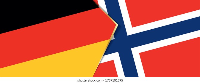 Deutschland und Norwegen, zwei Vektorflaggen Symbol für Beziehung oder Konfrontation.