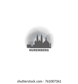 Germany Nuremberg black white sunrise sunset city panorama landscape horizon buildings skyline flat icon logo