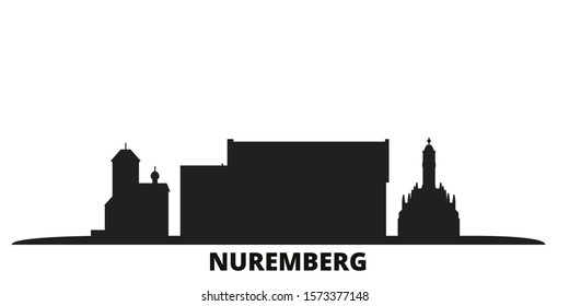 Germany, Nuremberg city skyline isolated vector illustration. Germany, Nuremberg travel black cityscape