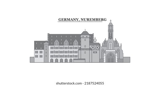 Germany, Nuremberg city skyline isolated vector illustration, icons