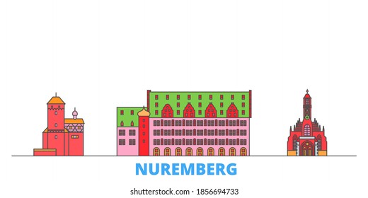 Germany, Nuremberg line cityscape, flat vector. Travel city landmark, oultine illustration, line world icons