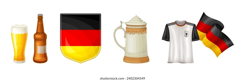 Germany Object and Symbol with Beer, Flag, Mug and Sweatshirt Vector Set