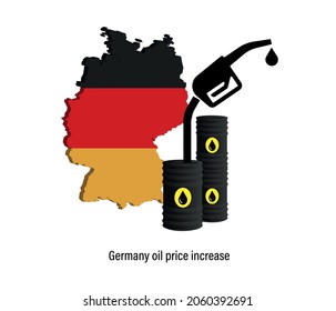 aumento del precio del petróleo en alemania. mapa de alemania y barriles de petróleo. ilustración vectorial editable.