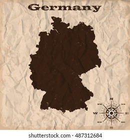 Germany old map with grunge and crumpled paper. Vector illustration
