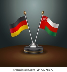 Germany and Oman table flags relation with gradient backgrund. Vector Illustration