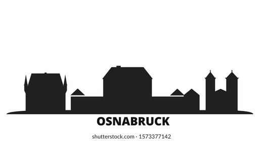 Germany, Osnabruck city skyline isolated vector illustration. Germany, Osnabruck travel black cityscape