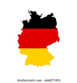 Germany outline and flag on the white background. Vector illustration