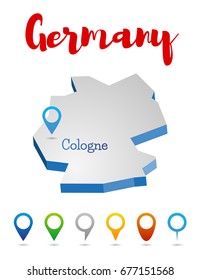 Germany outline map, Cologne, vector illustration
