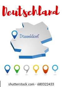 Germany outline map, Dusseldorf, vector illustration
