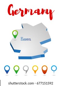 Germany outline map, Essen, vector illustration
