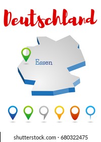 Germany outline map, Essen, vector illustration
