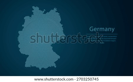 Germany outline map filled with concentric circles on dark gradient background