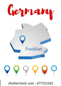 Germany outline map, Frankfurt, vector illustration
