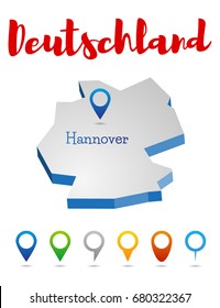 Germany outline map, Hannover, vector illustration
