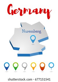 Germany outline map, Nuremberg, vector illustration
