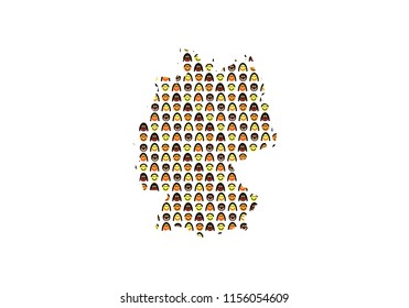 Germany outline map with people texture