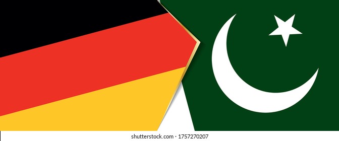 Deutschland und Pakistan Flaggen, zwei Vektorflaggen Symbol für Beziehung oder Konfrontation.