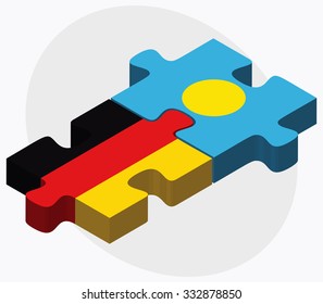 Germany and Palau Flags in puzzle isolated on white background