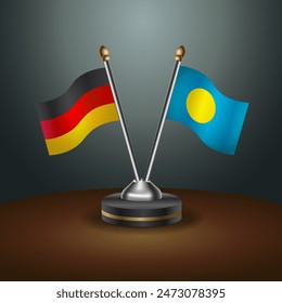 Germany and Palau table flags relation with gradient backgrund. Vector Illustration