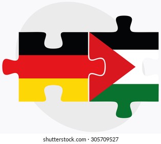 Germany and Palestine Flags in puzzle isolated on white background
