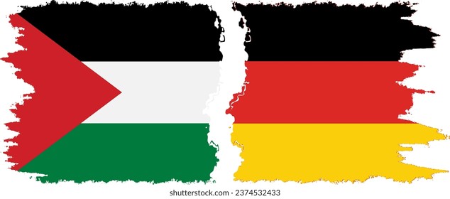 Germany and Palestine grunge flags connection, vector