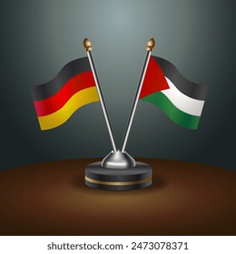 Germany and Palestine table flags relation with gradient backgrund. Vector Illustration