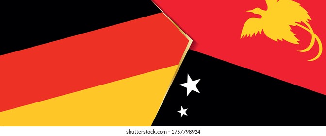 Deutschland und Papua-Neuguinea-Flaggen, zwei Vektorflaggen Symbol für Beziehung oder Konfrontation.