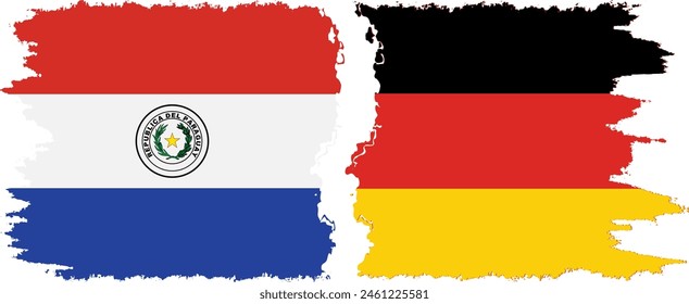 Germany and Paraguay grunge flags connection, vector