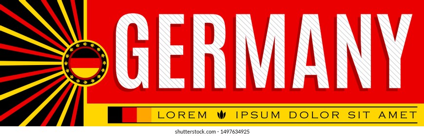 Germany patriotic banner vintage design, typographic vector illustration, german flag colors