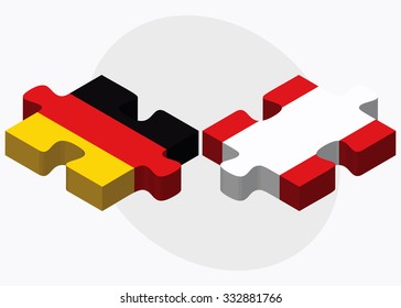Germany and Peru Flags in puzzle isolated on white background