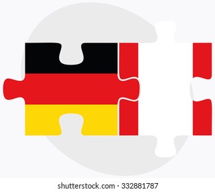 Germany and Peru Flags in puzzle isolated on white background