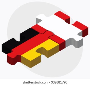 Germany and Peru Flags in puzzle isolated on white background