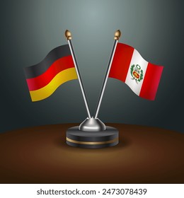 Germany and Peru table flags relation with gradient backgrund. Vector Illustration