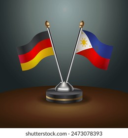 Germany and Philippines table flags relation with gradient backgrund. Vector Illustration