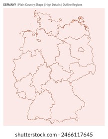 Germany plain country map. High details. Outline regions style. Shape of Germany. Vector illustration.