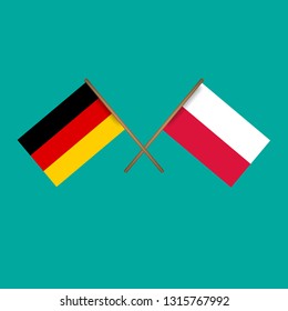 Germany and Poland crossed flags.Language learning or travel concept.