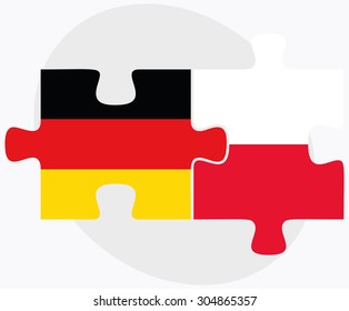 Germany and Poland Flags in puzzle isolated on white background
