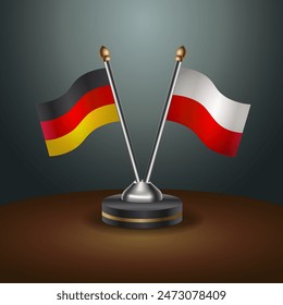 Germany and Poland table flags relation with gradient backgrund. Vector Illustration