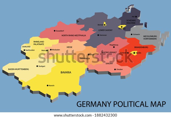 Germany political isometric\
map divide by state colorful outline simplicity style. Vector\
illustration.