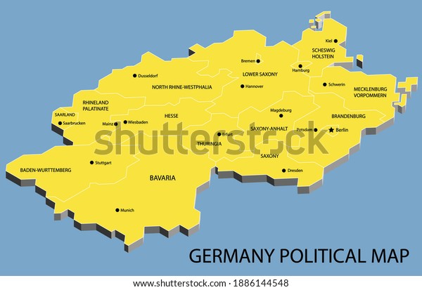 Germany political isometric
map divide by state colorful outline simplicity style. Vector
illustration.
