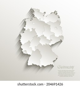 Germany political map card paper 3D natural vector individual states separate