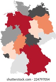 Germany political map with pastel colors.