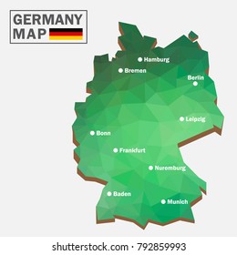 Germany polygon map, 3d map, polygon art