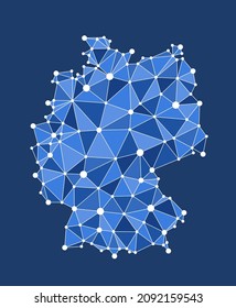 Mapa poligonal de Alemania. Mapa vectorial de puntos geométricos conectados frío. Bajo estilo de poli.