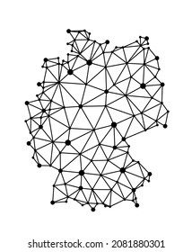 Germany polygonal map. Modern geometric connected dots vector map. Low poly style.