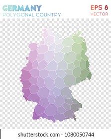 Germany polygonal map, mosaic style country. Exceptional low poly style, modern design. Germany polygonal map for infographics or presentation.