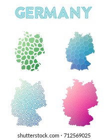 Germany polygonal map. Mosaic style maps collection. Bright abstract tessellation, geometric, low poly, modern design. Germany polygonal maps for infographics or presentation.